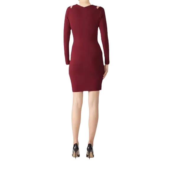 John + Jenn Burgundy Veronica V Neckline Long Sleeve Cutout Body Mini L … - Picture 7 of 14